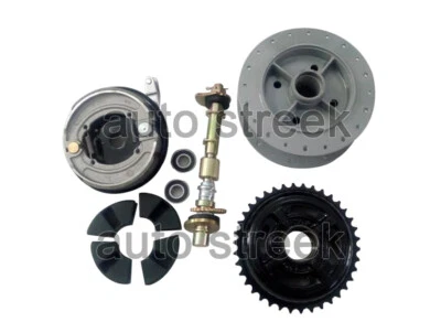 Para Real Enfield Rueda Trasera Freno de Tambor Hub 6" Con Placa, Piñón & Eje - Imagen 1 de 3