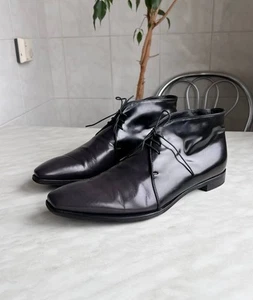 Prada Leather Formal High Boots Chelsea Classic drees Shoes black Sz 11 Euro 45 - Picture 1 of 24