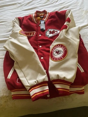 PRIMARK NFL KANSAS CHIEFS RED VARSITY JACKET MENS WOMENS UNISEX BNWT  Size M - Image 1 of 2