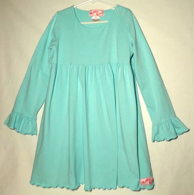 Ruffle Girl pullover sky blue long sleeve ruffled cuff knit dress size 12 girls' - Image 1 of 4