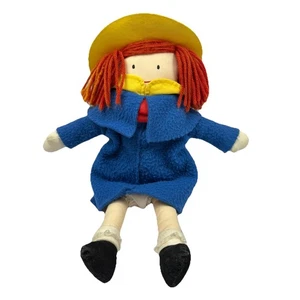 Muñeca de trapo Madeleine 1990 EDEN TOYS 14 pulgadas abrigo azul sombrero amarillo peluche vintage - Imagen 1 de 16