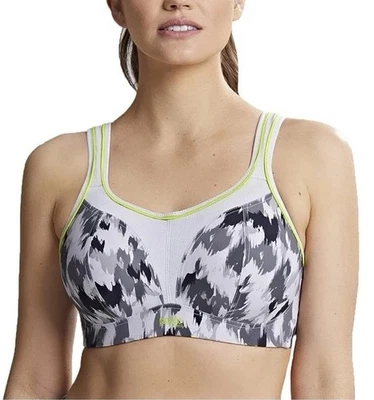 NUEVO CON ETIQUETAS 36F PANACHE 7341A Gris Alto Impacto SUJETADOR DEPORTIVO CON CABLE Corredor Clip Trasero Acolchado Foto 1 de 4