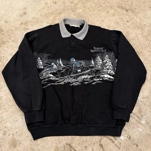 Vintage Schneemobil Natur Wickelkragen Sweatshirt Herren kastig groß 80er  - Bild 1 von 7