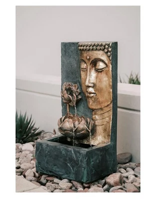 30" H Zen Buddha Face Water Fountain w/LED Light & Pump, Indoor/Outdoor Frees... - Image 1 of 4