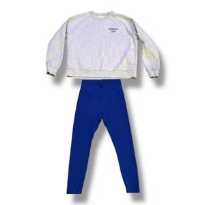 Wilo The Label Wellness Club graues Sweatshirt mit Rundhalsausschnitt & blaue Leggings Set NEU - Bild 1 von 10