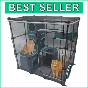Outdoor Cat Catio with Rearrangeable Cubby Cubes - Perfect for Multiple Cats - Picture 1 of 9