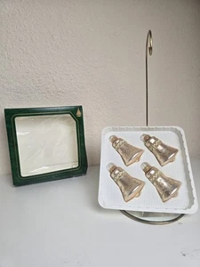 Vintage Christmas by Krebs  Glass Bell Ornaments W/Embroidered Flowers Set Of 4 - Picture 1 of 14