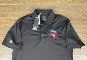 Adidas AAU USA Black Men’s Medium Short Sleeve Polo Shirt NWT Performance  - Picture 1 of 14