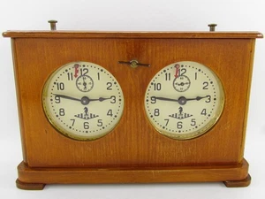 Reloj de ajedrez de madera Jantar ámbar OChZ vintage torneo ruso URSS - reparado - Imagen 1 de 20