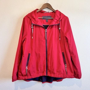 Tommy Hilfiger Chaqueta Cortavientos Roja con Capucha XL Malla Forrada Ligera Abrigo de Lluvia - Imagen 1 de 10