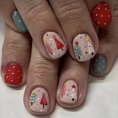 Press On Nails * Selbstklebende Fingernägel * Full Cover * XMAS * 9 * Kurz - Bild 1 von 4