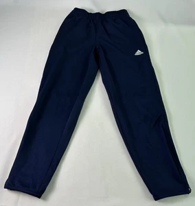 Adidas Navy Blue White 3 Stripe Climalite Track Pants Logo Kid Small 8 Zip Ankle - Picture 1 of 10