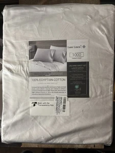 Lane Linen 1000 TC 100 % Ägyptische Baumwolle Lakenset - California King - Weiß Neu - Bild 1 von 7