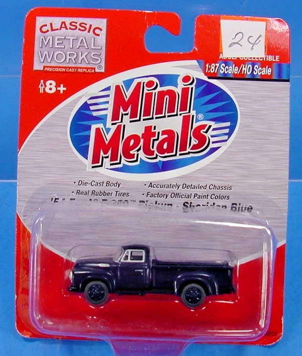 HO Scale Mini Metals #30202 1954 Ford F-350 Pickup Truck - Sheridan Blue