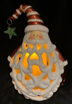 家庭反射QVC 7.5英寸圣诞老人无焰柔软白色/变色蜡烛 — 第 1/4 张图片