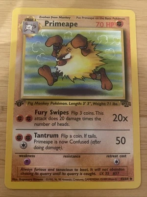 Primeape 43/64 1st Edition LP Uncommon Jungle Pokemon Card 1999 First - Image 1 of 4