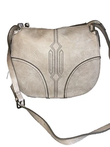 Next PVC Cream Textured Saddle Bag Envelope Close Adjustable Strap Crossbody Bag - Picture 1 of 14