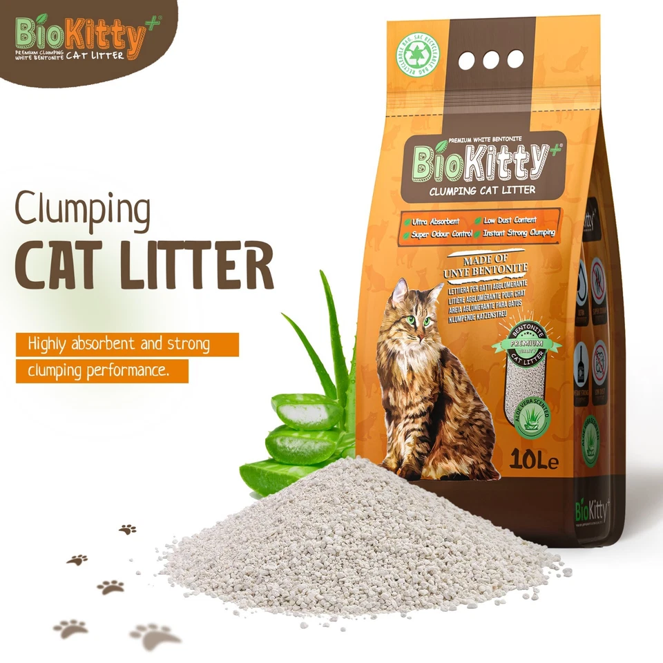 BIOKITTY Clumping Cat Litter Odour Control Kitten Hygiene Absorbent Bentonite Dust Free