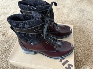NIB Gorgeous Dromadaris Kara Velvet Leather Boot Coffee Bean Burgundy Black 39 - Picture 1 of 7