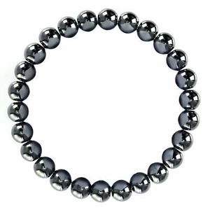 Bracciale Ematite Grigio Naturale Liscio Rotondo Taglia 12mm 10mm 8mm 6mm 7,5" Lunghezza - Foto 1 di 1