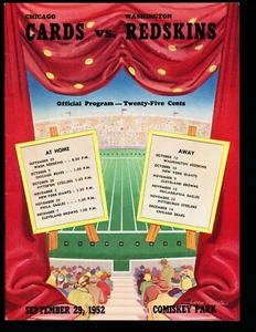Sammy Baugh Last TD Pass Program - 29.09.1952 Redskins @ Chi. Cardinals NEUWERTIG - Bild 1 von 9