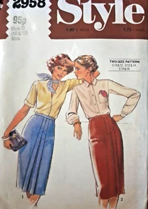 Vintage 1980s Sewing Pattern*Ladies Straight Skirt*Pleat*Size 10 & 12*STYLE 2877 - Picture 1 of 1