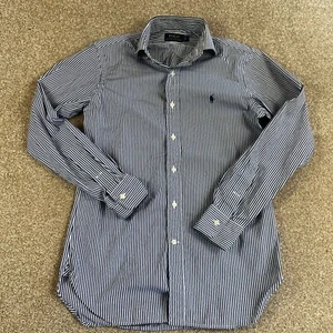 Polo Ralph Lauren Shirt Mens 14.5 XS Blue Striped Formal Regular Long Sleeve - Picture 1 of 10