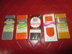 Menge fünf VERSCHIEDENE FARBEN Baumwolle/Polyester 1/2" EINFACHFALTE SCHRÄGBAND - #E4 - Bild 1 von 2