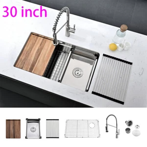 Edelstahl Einzelbecken Unterbauarbeitsplatz Doppelleisten Küchenspüle - Bild 1 von 12