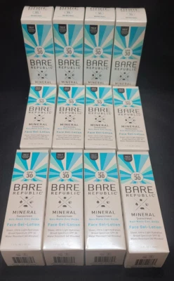 ❤Best Lot 12x❤ Bare Republic Mineral Sunscreen Face Gel Lotion Zinc Oxide SPF30 - Image 1 of 4
