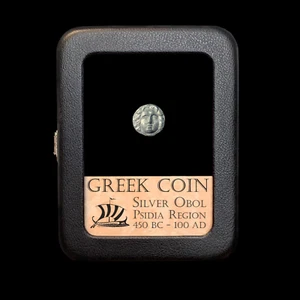 RARE Greek Psidian Silver Obol - With Display Case - Picture 1 of 5