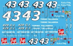 #43 Richard Petty Ford Torino 1969 1/24th - 1/25th Escala Nascar Decals - Imagen 1 de 4