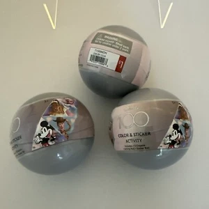 Disney 100 Lot Of 3 Color & Sticker Activity Crayons Christmas Holiday Ball - Picture 1 of 3