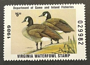 Travelstamps: 1989 Virginia State Duck Stamps - $5 Mint MNH OG - Picture 1 of 5