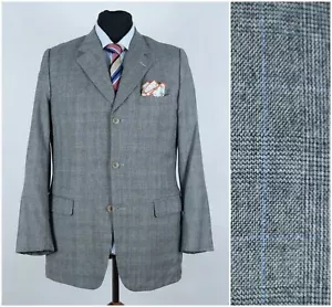 Abrigo Deportivo Príncipe de Gales 40R Talla EE. UU. CERRUTI DE COLECCIÓN Chaqueta Blazer Gris Lana a Cuadros - Imagen 1 de 11