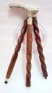 Vintage Heavy Victorian Brass Derby Head Handle Wooden Walking Stick Cane new - Picture 1 of 4