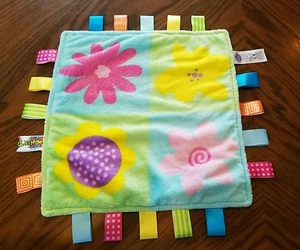 Genuine Taggies flowers floral Security blanket lovey Lovie green pink tags - Picture 1 of 3