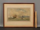 Antique 19thC WILLIAM CALLCOTT KENT French Maritime Seascape Watercolor Painting