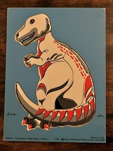 VINTAGE JUDY INSTRUCTO WOODEN TYRANNOSAURUS PUZZLE J506558 DINOSAUR 6 Pieces - Foto 1 di 8