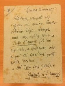 Lettera autografa di Gabriele D'Annunzio - Picture 1 of 1