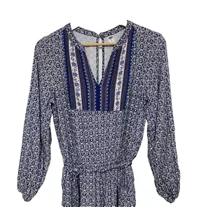 Vecchia tuta marina piccola manica lunga blu paisley floreale boho cottagecore - Foto 1 di 12
