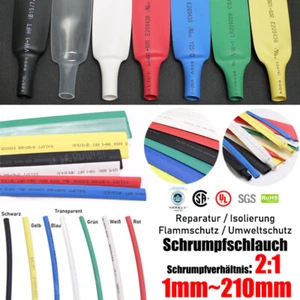 1mm~210mm Schrumpfschlauch Kabel Draht Heat Shrink Tube Sleeve Wraps Ratio 2:1 - Picture 1 of 19