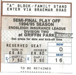 BRENTFORD V HUDDERSFIELD TOWN ~ PLAY OFF SEMI FINAL 17 MAY 1995 ~ MATCH TICKET - Picture 1 of 1
