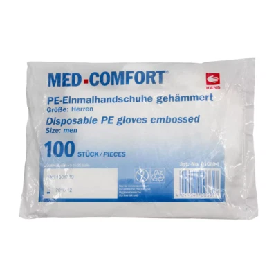 Ampri Med-Comfort PE-Einmalhandschuhe 100 Stück gehämmert Einweghandschuhe S + L