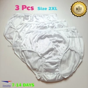 3 Pack Vintage Women Underwear High Waisted Briefs Panties White Silky Nylon Siz - Picture 1 of 7