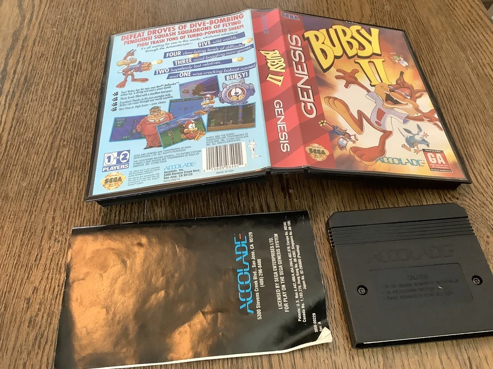 Bubsy II (Sega Genesis, 1994) Used Fun Classic Video Game OOP Free USA Ship - Image 1 of 1