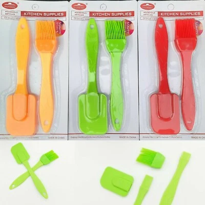 Cooking Brush & Spatula Baking Butter Silicone Seasoning Icing Basting Grill 2Pc - Image 1 of 4