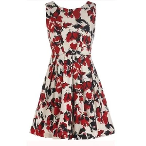 Vestido Esley Anthropologie Floral Algodón Línea A Sin Mangas Rojo Talla S - Imagen 1 de 16