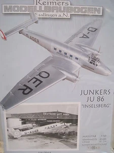 Junkers Ju 86 Inselsberg Flugzeug Propellerflugzeug Kartonbausatz Bastelbogen - Bild 1 von 1