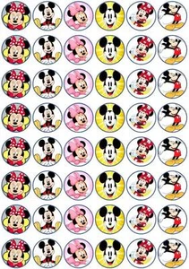 48 X 3 CM MICKEY AND MINNIE EDIBLE RICE PAPER CUPCAKE/FAIRY CAKE TOPPERS - Picture 1 of 1